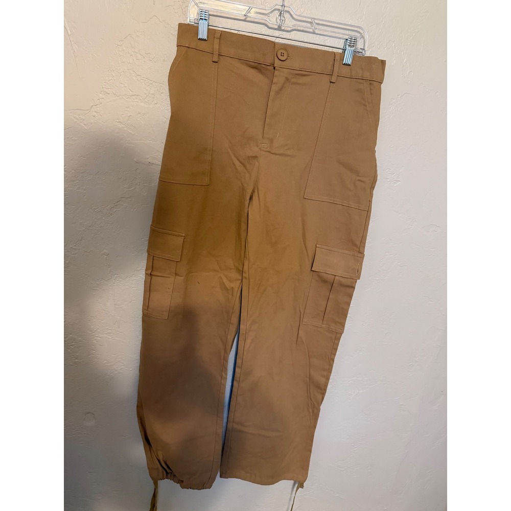Lepunuo Womens Tan Cargo Pants High Waisted Utility Streetwear XL